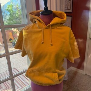 Up-Cycled Mustard Short Sleeve Hoodie GAP
